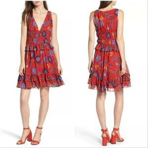 NWT Rebecca Minkoff Lucille Mini floral Dress size 0 red